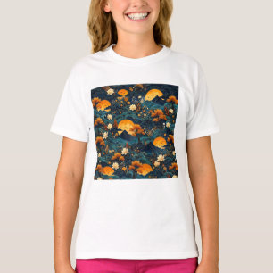 Camiseta Patrón Floral de Loto en el Cielo Nocturno de la M