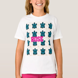 Camiseta Patrón Floral de Tortuga Tropical Personalizado Si