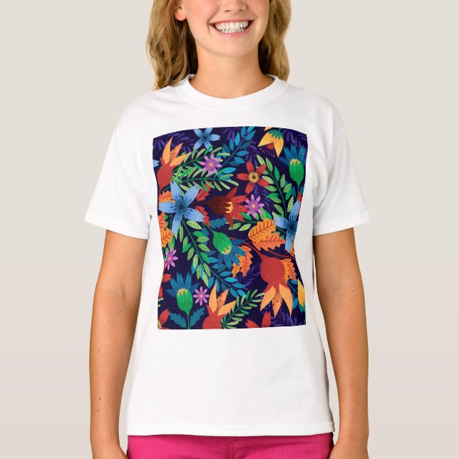 Camiseta Patrón floral exótico colorido-32436 (Anverso)