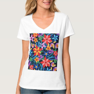 Camiseta Patrón Floral Exótico Colorido-68578