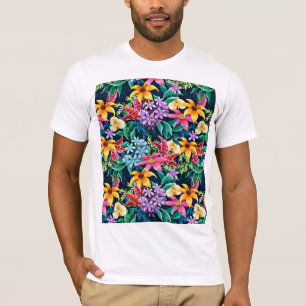 Camiseta Patrón floral exótico pintado a mano-23001