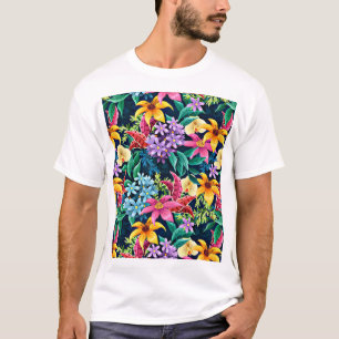 Camiseta Patrón floral exótico pintado a mano-23001