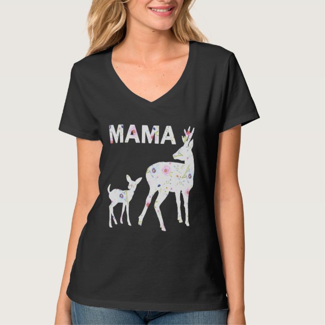 Camiseta Patrón floral Mama Fawn Doe Fop Mothers (Anverso)