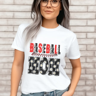 Camiseta Patrón floral molesto de mamá del béisbol vintage