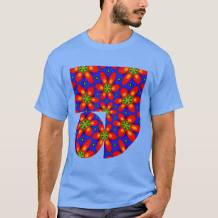 Camiseta Patrón floral rojo curado