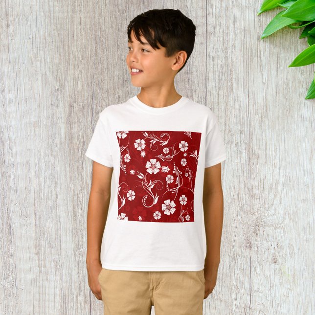 Camiseta Patrón floral rojo y blanco (Subido por el creador)