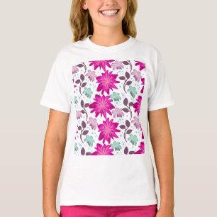 Camiseta Patrón floral rosa vibrante   Flores modernas atre