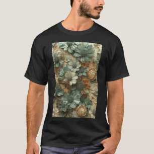 Camiseta Patrón floral seco vintage: texturizado