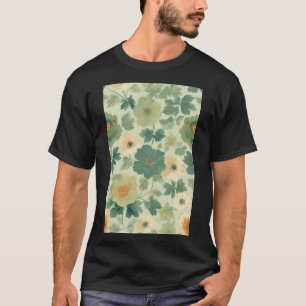 Camiseta Patrón floral suave amarillo y verde