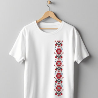 Camiseta Patrón floral tradicional de bordado de arte folcl