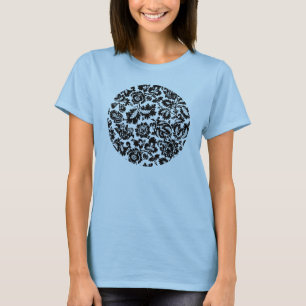 Camiseta Patrón Floral Veneciano en Negro y Blanco de Willi
