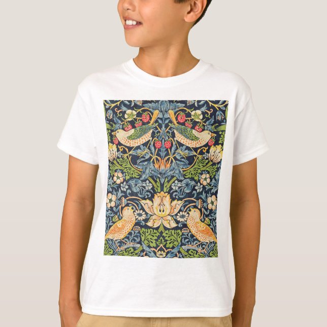 Camiseta Patrón floral William Morris Strawberry Thief (Anverso)