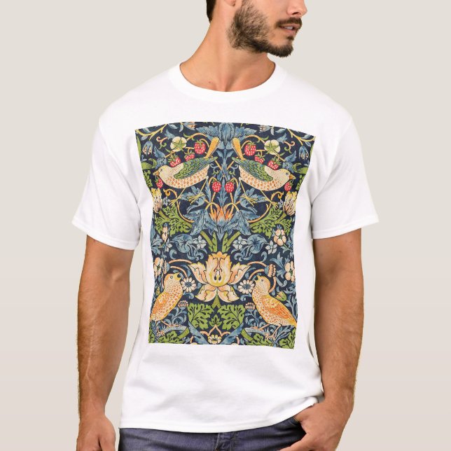 Camiseta Patrón floral William Morris Strawberry Thief (Anverso)