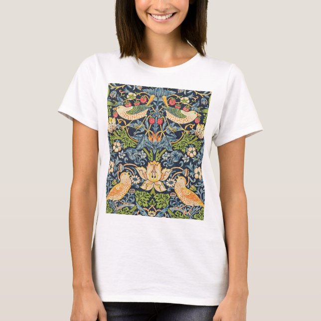 Camiseta Patrón floral William Morris Strawberry Thief (Anverso)