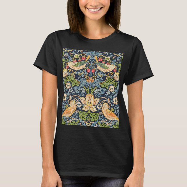 Camiseta Patrón floral William Morris Strawberry Thief (Anverso)