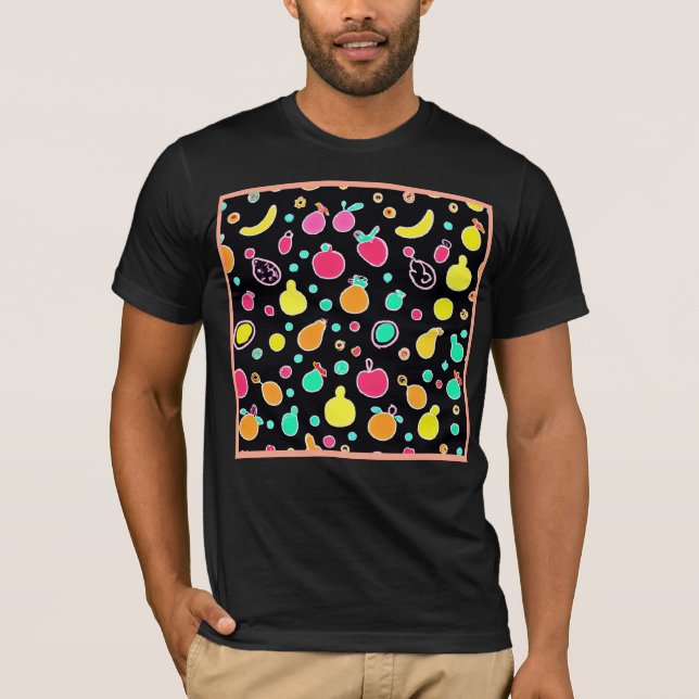 Camiseta Patrón Fructífero Neón Vívido (Anverso)