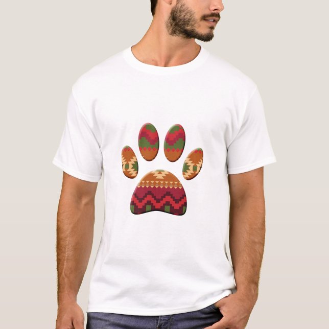 Camiseta Patrón geométrico azteca Pinza de perro (Anverso)