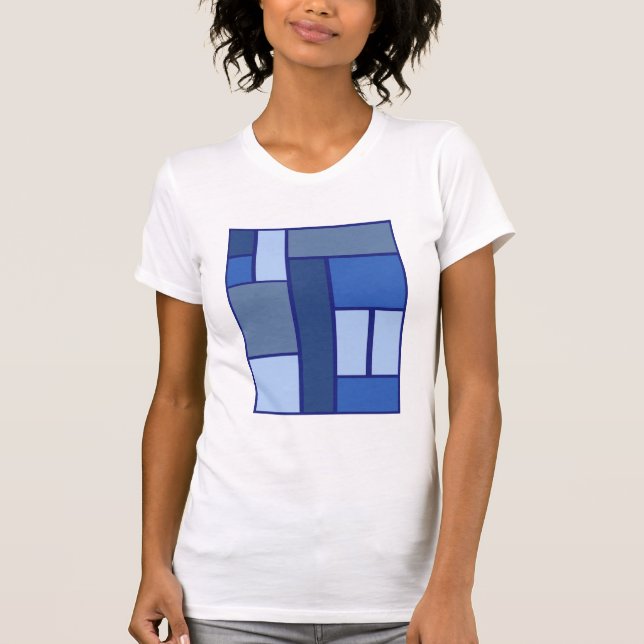 Camiseta Patrón geométrico cuadrado azul (Anverso)