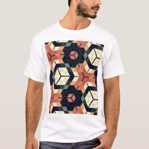 Camiseta Patrón geométrico cuadrado de hexágono colorido
