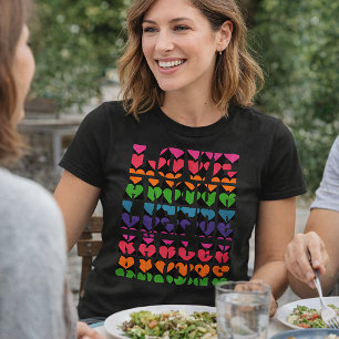 Camiseta Patrón geométrico de corazón de amor colorido