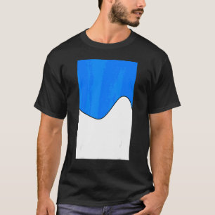 Camiseta Patrón Geométrico De Dos Ondas De Tono Azure Y Bla