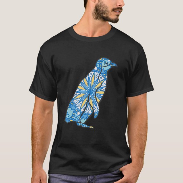 Camiseta Patrón geométrico de penguin de Mandala Animal (Anverso)