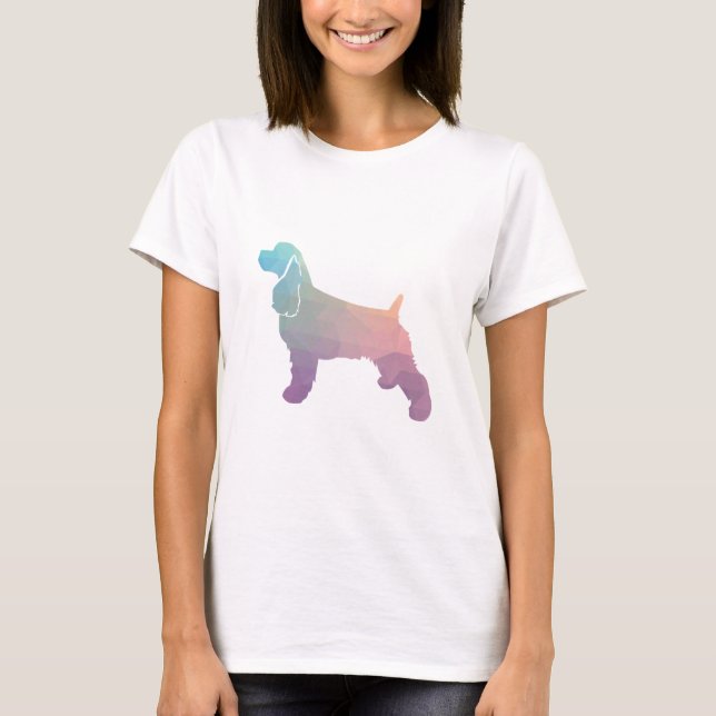 Camiseta Patrón Geométrico De Silhouette De Perro De Cocker (Anverso)
