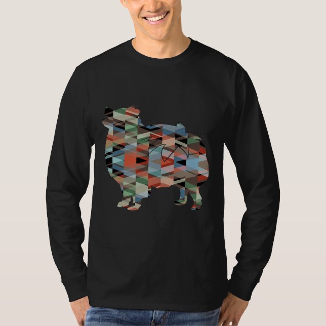 Camiseta Patrón geométrico de silueta de raza de perro de P (Anverso)