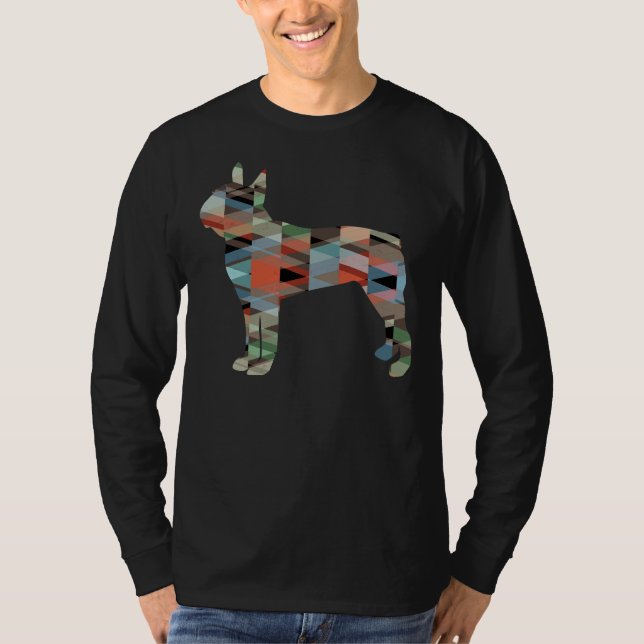 Camiseta Patrón geométrico del perro de Boston Pl (Anverso)