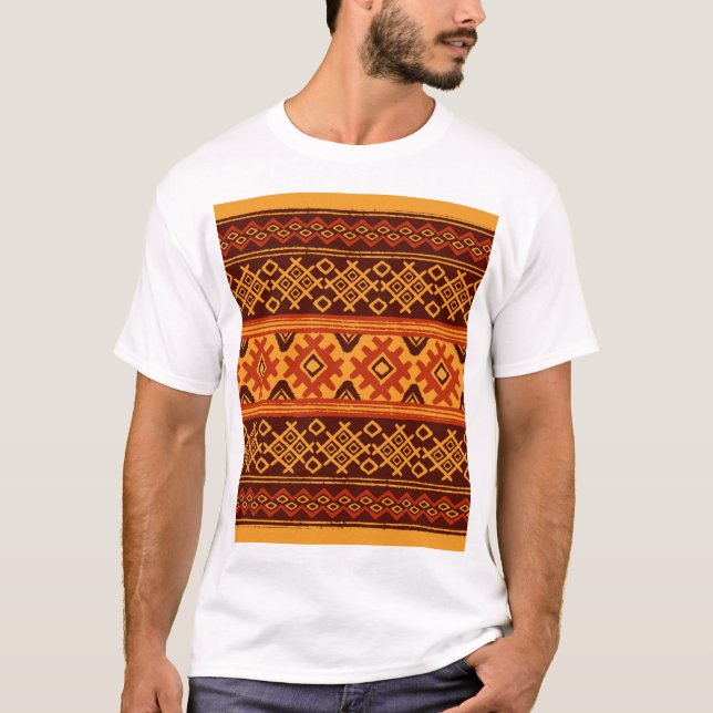 Camiseta Patrón geométrico étnico tradicional folk. (Anverso)