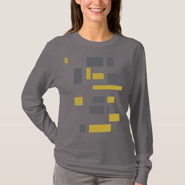Camiseta Patrón geométrico gris amarillo moderno, simple y  (Anverso)