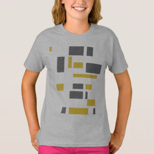 Camiseta Patrón geométrico gris amarillo moderno, simple y 