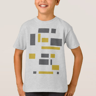 Camiseta Patrón geométrico gris amarillo moderno, simple y