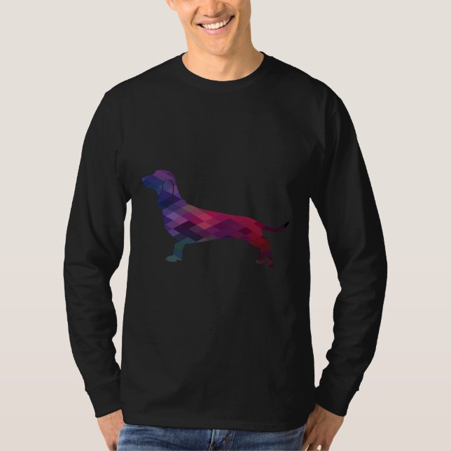Camiseta Patrón geométrico I de silueta de raza de perro de (Anverso)