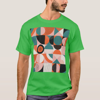 Camiseta Patrón geométrico retro moderno de medio siglo