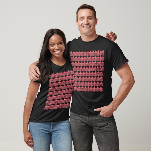 Camiseta Patrón geométrico rojo y rosa con interlo (Unisexo)