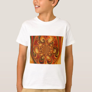 Camiseta Patrón giratorio: tonos Naranja, marrón y verde