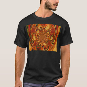 Camiseta Patrón giratorio: tonos Naranja, marrón y verde