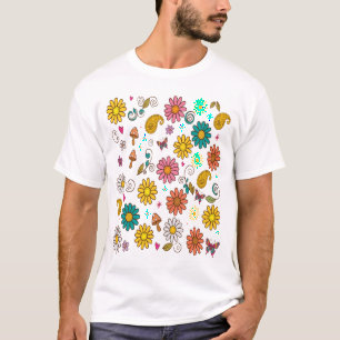 Camiseta Patrón Groovy de los 70 de flor de margarita y pod