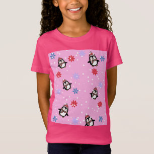 Camiseta Patrón invernal de pingüino lindo – Copos de nieve