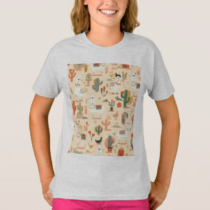 Camiseta Patrón juguetón de llamas del desierto