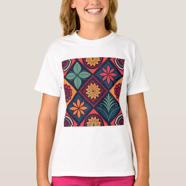 Camiseta Patrón mágico de las flores (Anverso)