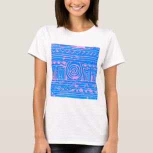 Camiseta Patrón mesopotamiano sumeriano antiguo azul