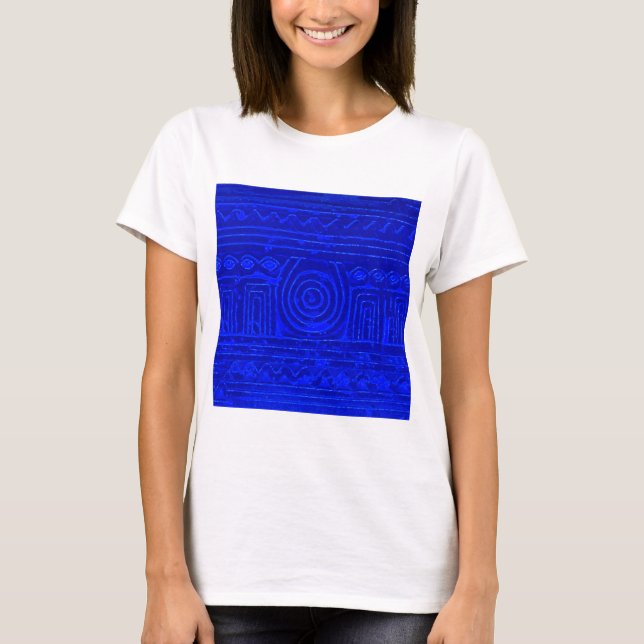 Camiseta Patrón mesopotamiano sumeriano antiguo azul (Anverso)