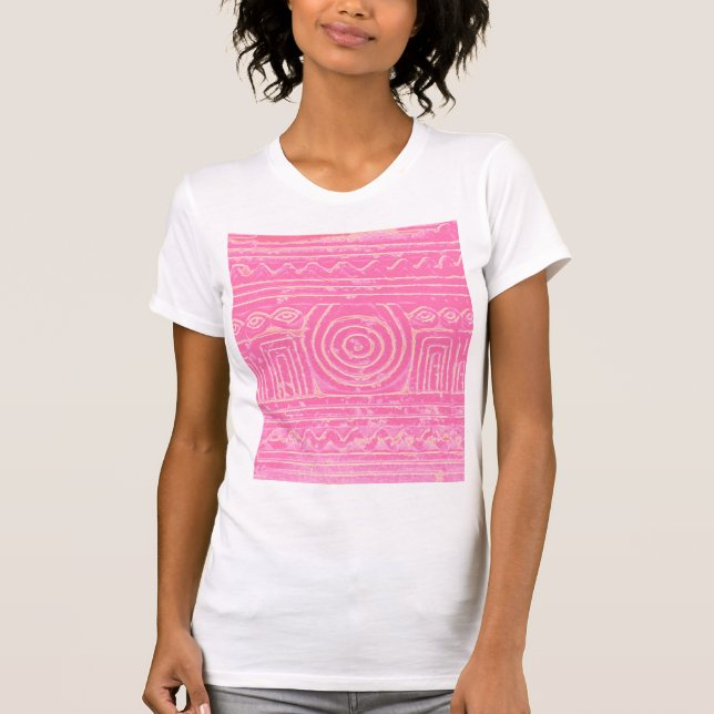 Camiseta Patrón mesopotamiano sumeriano antiguo rosado (Anverso)