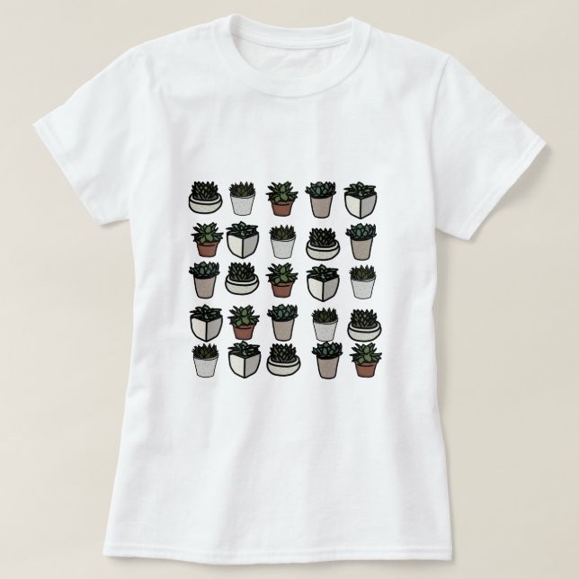Camiseta Patrón mini succulento lindo (Diseño del anverso)