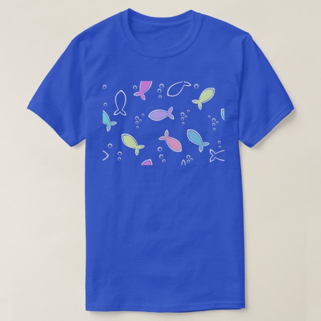 Camiseta Patrón minimalista de peces simple (Diseño del anverso)