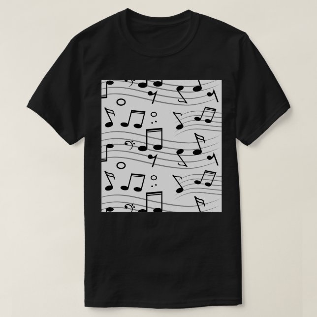 Camiseta Patrón musical de notas musicales (Diseño del anverso)