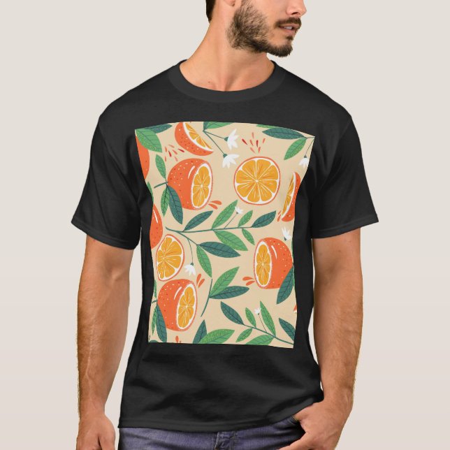 Camiseta Patrón naranja sin inconvenientes, arte vintage ab (Anverso)
