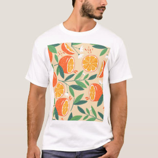 Camiseta Patrón naranja sin inconvenientes, arte vintage ab